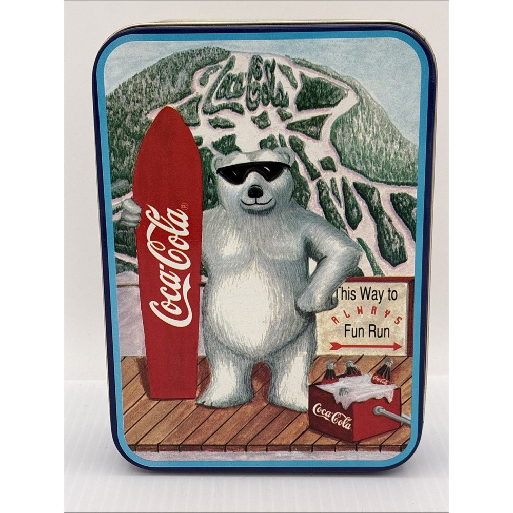 Coca Cola "This Way to Fun Run" rectangular tin 7" x 5" x 2"